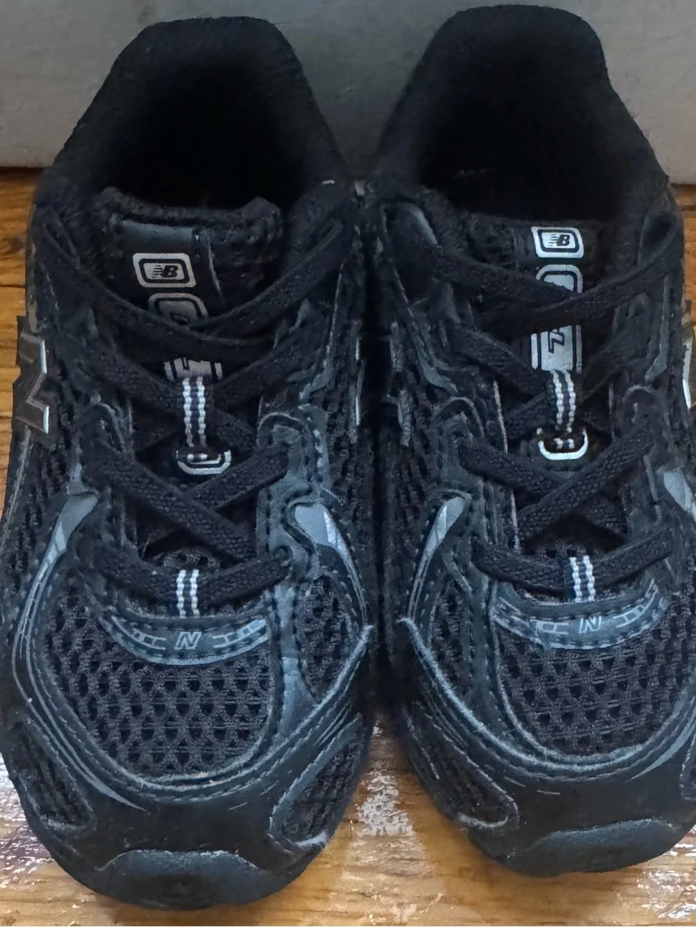 New Balance Black and Gray Mesh Lace-Up Sneakers